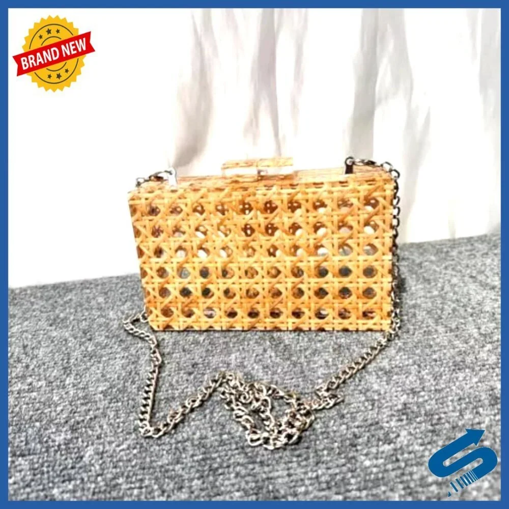 Acrylic Rattan Woven Clutch Crossbody Shoulder Bag Elegant Evening Party Purse